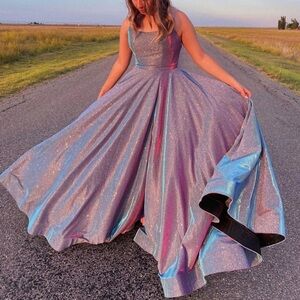 Iridescent Ballgown Lace Up Corset Back Prom Dress